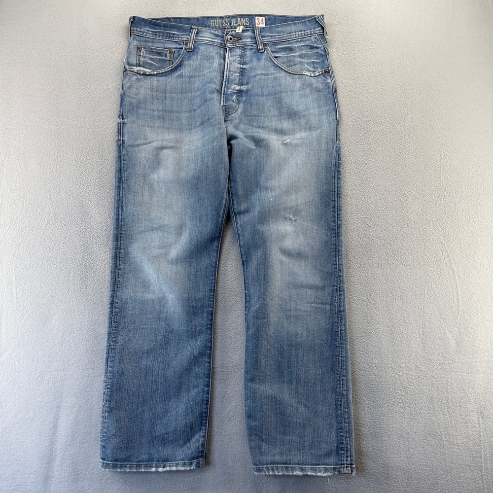 Vintage Guess Jeans Mens 34 Blue Dean Relaxed Baggy Bootcut Denim Cotton y2k